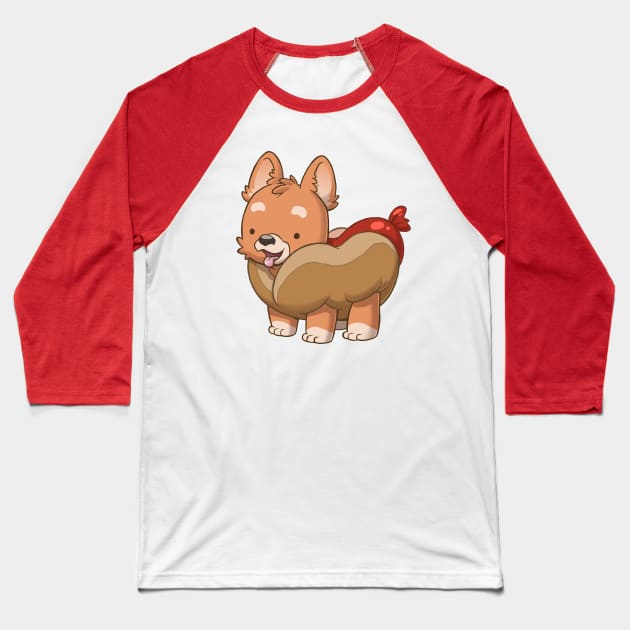 Corgi Dog Baseball T-Shirt by Dooomcat